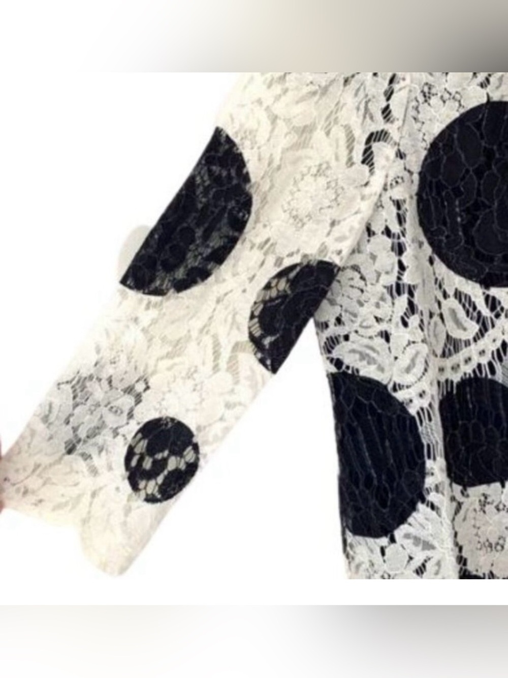 Anthropologie - HD in Paris Romantic Lace Polka Dot Blouse in Navy/Ivory size 8 - Picture 10 of 16